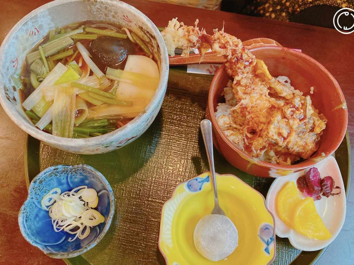 巣鴨の蕎麦屋【大橋屋】の山菜そばと天丼